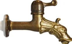 Casa Padrino Jugendstil Wandbrunnen Sandfarben / Antik Messing H. 122 cm