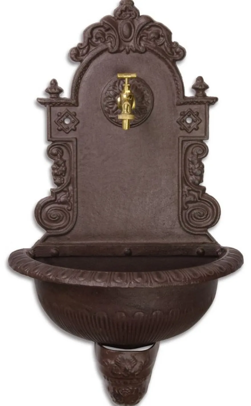 Casa Padrino Jugendstil Wandbrunnen aus Gusseisen in Braun 44,2 x 24,1 x H. 76,2 cm