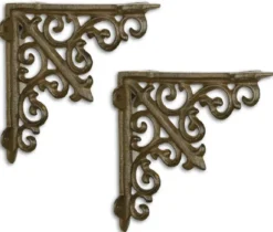 Casa Padrino Jugendstil Wandhalter Set Antik Braun 14 x H. 14 cm - Barock & Jugendstil Wanddeko Accessoires