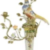 Casa Padrino Jugendstil Wandkerzenhalter Papagei Mehrfarbig / Messing 36,5 x H. 76,2 cm - Porzellan Wand Kerzenhalter - Barock & Jugendstil Wanddeko