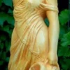 Casa Padrino Jugendstil Wasserspeier Skulptur Frau mit Krügen Beige 34 x H. 139 cm - Barock & Jugendstil Gartendeko