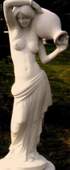 Casa Padrino Jugendstil Wasserspeier Skulptur Frau mit Krug 44 x 33 x H. 120 cm - Gartendeko Figur - Special!