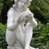 Casa Padrino Jugendstil Wasserspeier Skulptur Sitzende Frau Weiß 24 x 46 x H. 62 cm - Elegante Wasserspeier Stein Figur - Barock & Jugendstil Garten Deko Accessoires