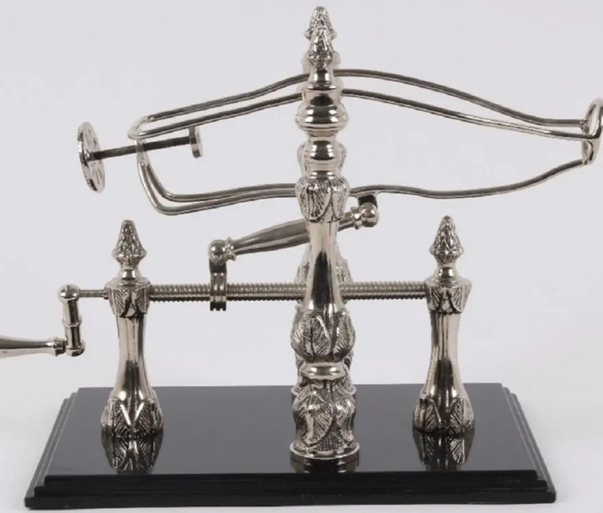 Casa Padrino Jugendstil Weinständer Silber / Schwarz 40 cm - Weinflaschenständer mit Marmorsockel
