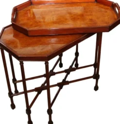 Casa Padrino Kaffeetisch Bartisch Octagon aus Walnussholz Braun, H 60 cm, B 67 cm, T 40 cm - Jugendstil Tisch - Limited Edition
