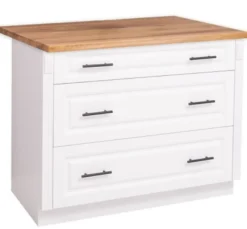 Casa Padrino Küchenschrank im Landhausstil mit 3 Schubladen und Eichenholzplatte, 114 x 60 x 89 cm
