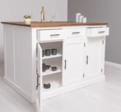 Casa Padrino Küchenschrank im Landhausstil mit Eichenholzplatte, 160 x 110 x 110 cm