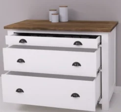 Casa Padrino Küchenschrank im Landhausstil mit 3 Schubladen, 110 x 65 x 90 cm