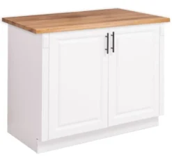 Casa Padrino Küchenschrank im Landhausstil mit 2 Türen und Eichenholzplatte, 114 x 60 x 89 cm