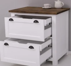 Casa Padrino Küchenschrank im Landhausstil mit 2 Schubladen und Eichenholzplatte, 92 x 65 x 90 cm