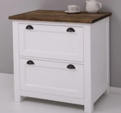 Casa Padrino Küchenschrank im Landhausstil mit 2 Schubladen und Eichenholzplatte, 92 x 65 x 90 cm
