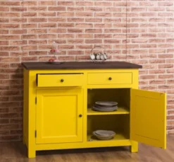 Casa Padrino Küchenschrank im Landhausstil mit 2 Türen und 2 Schubladen, 120 x 65 x 90 cm