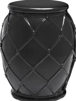 Casa Padrino Keramik Trommel Antik Schwarz Ø 35 x H. 46 cm - Luxus Kollektion