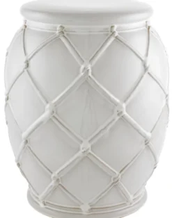 Casa Padrino Keramik Trommel Antik Weiß Ø 35 x H. 46 cm - Luxus Kollektion