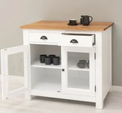 Casa Padrino Kommode im Landhausstil mit 2 Türen, 2 Schubladen und Eichenholzplatte, 100 x 65 x 90 cm