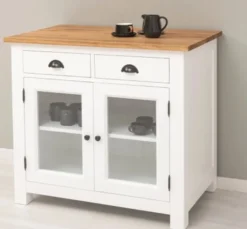 Casa Padrino Kommode im Landhausstil mit 2 Türen, 2 Schubladen und Eichenholzplatte, 100 x 65 x 90 cm