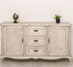 Casa Padrino Kommode im Landhausstil Silberfrost mit 2 Türen und 3 Schubladen, 158 x 48 x 89 cm