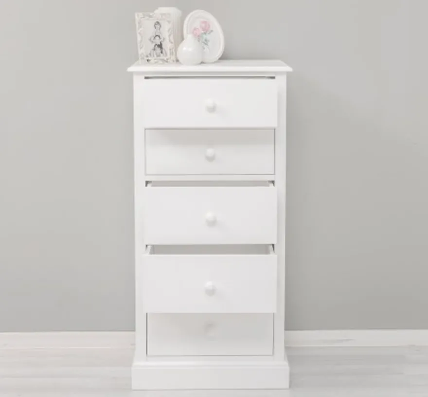 Casa Padrino Kommode im Landhausstil Weiß mit 5 Schubladen, 61 x 38 x 123 cm