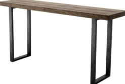 Casa Padrino Konsole Braun / Bronze 161 x 40 x H. 78 cm - Luxus Wohnzimmer Konsolentisch mit Eichenfurnier Platte