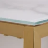 Casa Padrino Konsole Gold / Weiß / Grau Marmor Look 80 x 26 x H. 80 cm - Konsolentisch mit Glasplatte - Wohnzimmer Möbel