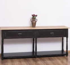 Casa Padrino Konsole im Landhausstil mit 2 Schubladen und Eichenholzplatte, 180 x 45 x 76 cm