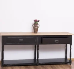 Casa Padrino Konsole im Landhausstil mit 2 Schubladen und Eichenholzplatte, 180 x 45 x 76 cm