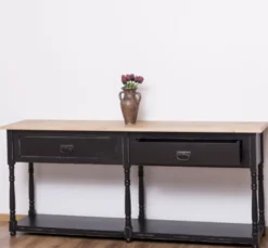 Casa Padrino Konsole im Landhausstil mit 2 Schubladen und Eichenholzplatte, 180 x 45 x 76 cm