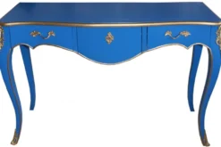 Casa Padrino Konsolentisch Barock Stil Blau / Gold Massivholz 135 x 47 x 92 cm