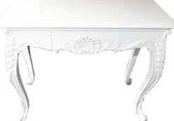 Casa Padrino Konsolentisch Weiß mit Schublade - Massivholz Damen Schreibtisch im Antik Stil - 101 x 44 x 84 cm