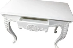 Casa Padrino Konsolentisch Weiß mit Schublade - Massivholz Damen Schreibtisch im Antik Stil - 101 x 44 x 84 cm