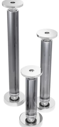 Casa Padrino Kristallglas Kerzenhalter / Kerzenständer 3er Set Grau / Silber - Luxus Deko