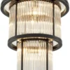 Casa Padrino Kronleuchter in bronze mit vintage Glas 38 x H. 76 cm - Luxus Wohnzimmermöbel