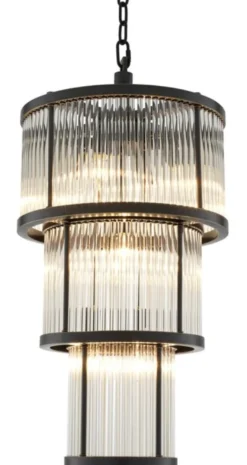 Casa Padrino Kronleuchter in bronze mit vintage Glas 38 x H. 76 cm - Luxus Wohnzimmermöbel