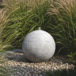 Casa Padrino Kugelbrunnen Grau Ø 60 x H. 55 cm - Runder Springbrunnen - Garten & Terrassen Deko Accessoires