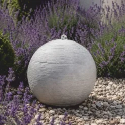 Casa Padrino Kugelbrunnen Grau Ø 60 x H. 55 cm - Runder Springbrunnen - Garten & Terrassen Deko Accessoires