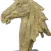 Casa Padrino Kunstharz Deko Skulptur Pferdekopf Beige / Schwarz 16 x 37,1 x H. 49,6 cm - Dekofigur - Schreibtisch Deko
