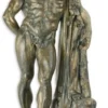 Casa Padrino Kunstharz Deko Skulptur Herkules Bronzefarben / Schwarz 25,8 x 15,7 x H. 52,1 - Elegante Dekofigur - Schreibtisch Deko - Wohnzimmer Deko