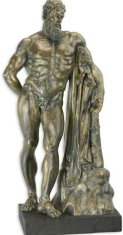Casa Padrino Kunstharz Deko Skulptur Herkules Bronzefarben / Schwarz 25,8 x 15,7 x H. 52,1 - Elegante Dekofigur - Schreibtisch Deko - Wohnzimmer Deko