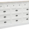Casa Padrino Landhausstil Apothekerkommode Antik Weiß / Naturfarben 141 x 47 x H. 96 cm mit 15 Schubladen