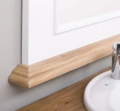 Casa Padrino Landhausstil Badezimmer Set Weiß / Naturfarben - 1 Doppelwaschtisch & 1 Wandspiegel - Massivholz Badezimmermöbel im Landhausstil