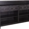 Casa Padrino Landhausstil Barschrank Antik Stil Schwarz 180 x 51 x H. 107 cm - Massives Möbelstück