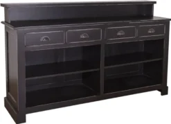Casa Padrino Landhausstil Barschrank Antik Stil Schwarz 180 x 51 x H. 107 cm - Massives Möbelstück