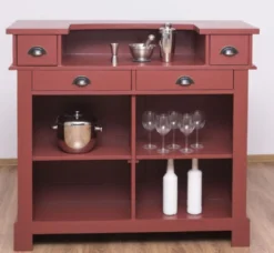 Casa Padrino Landhausstil Bar Theke Bordeauxrot 120 cm - Massive Bar Möbel