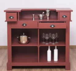 Casa Padrino Landhausstil Bar Theke Bordeauxrot 120 cm - Massive Bar Möbel