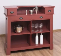 Casa Padrino Landhausstil Bar Theke Bordeauxrot 120 cm - Massive Bar Möbel