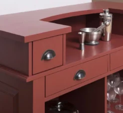Casa Padrino Landhausstil Bar Theke Bordeauxrot 120 cm - Massive Bar Möbel