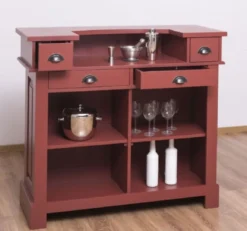 Casa Padrino Landhausstil Bar Theke Bordeauxrot 120 cm - Massive Bar Möbel
