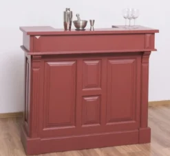 Casa Padrino Landhausstil Bar Theke Bordeauxrot 120 cm - Massive Bar Möbel