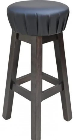 Casa Padrino Landhausstil Barhocker Schwarz / Dunkelbraun H. 80 cm - Gepolsteter Massivholz Barstuhl