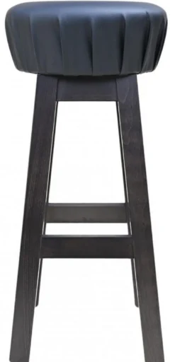 Casa Padrino Landhausstil Barhocker Schwarz / Dunkelbraun H. 80 cm - Gepolsteter Massivholz Barstuhl